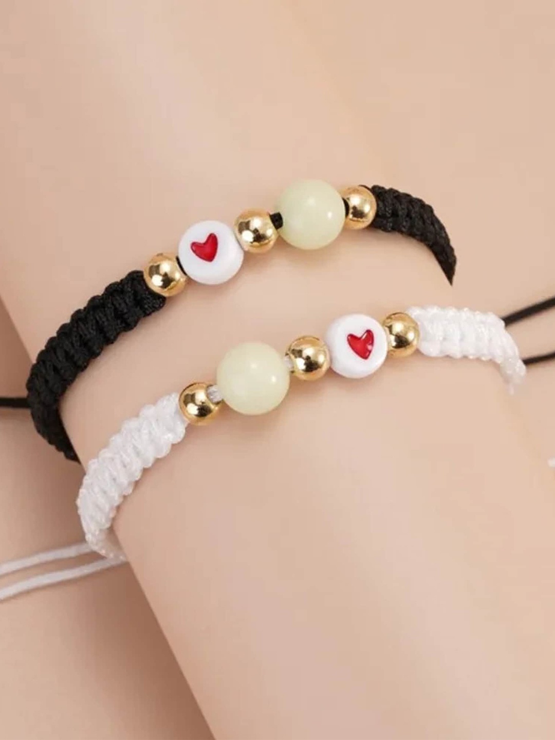 

Fashion Frill Unisex Set Of 2 Gold-Plated Beaded Charm Bracelet