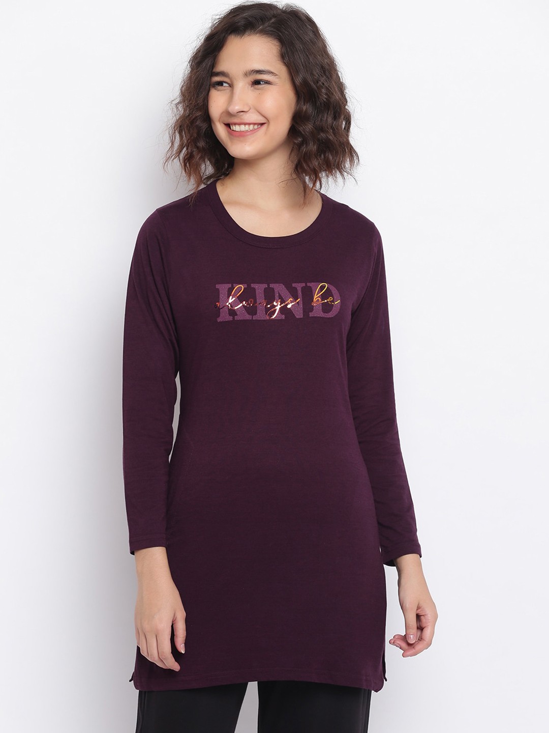 

Duchess Typography Printed Pure Cotton Night Suit, Maroon