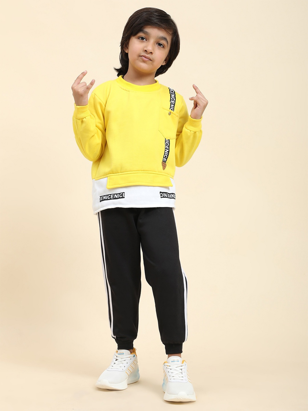 

Ameeha Boys Mickey Mouse Printed T-shirt With Trousers, Yellow