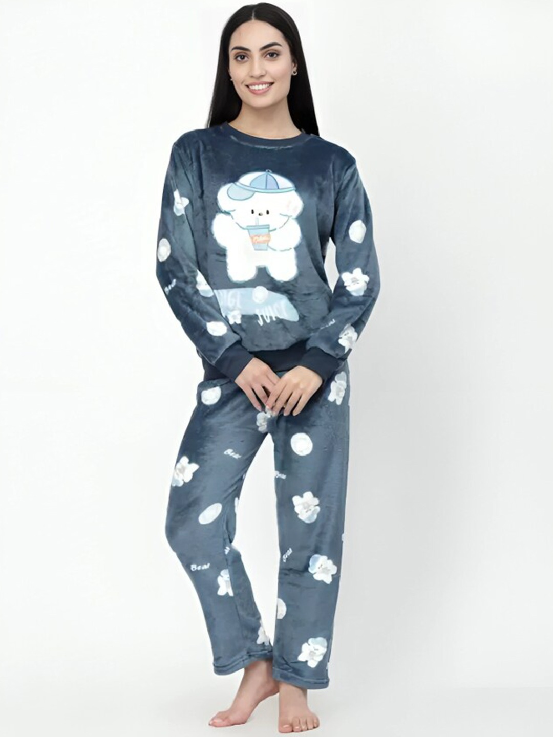 Lugo Graphic Printed Night suit, Blue
