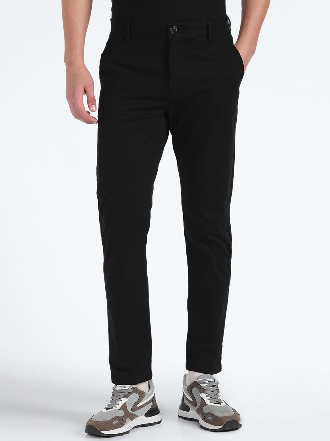 

Flying Machine Men Tapered Fit Trousers, Black