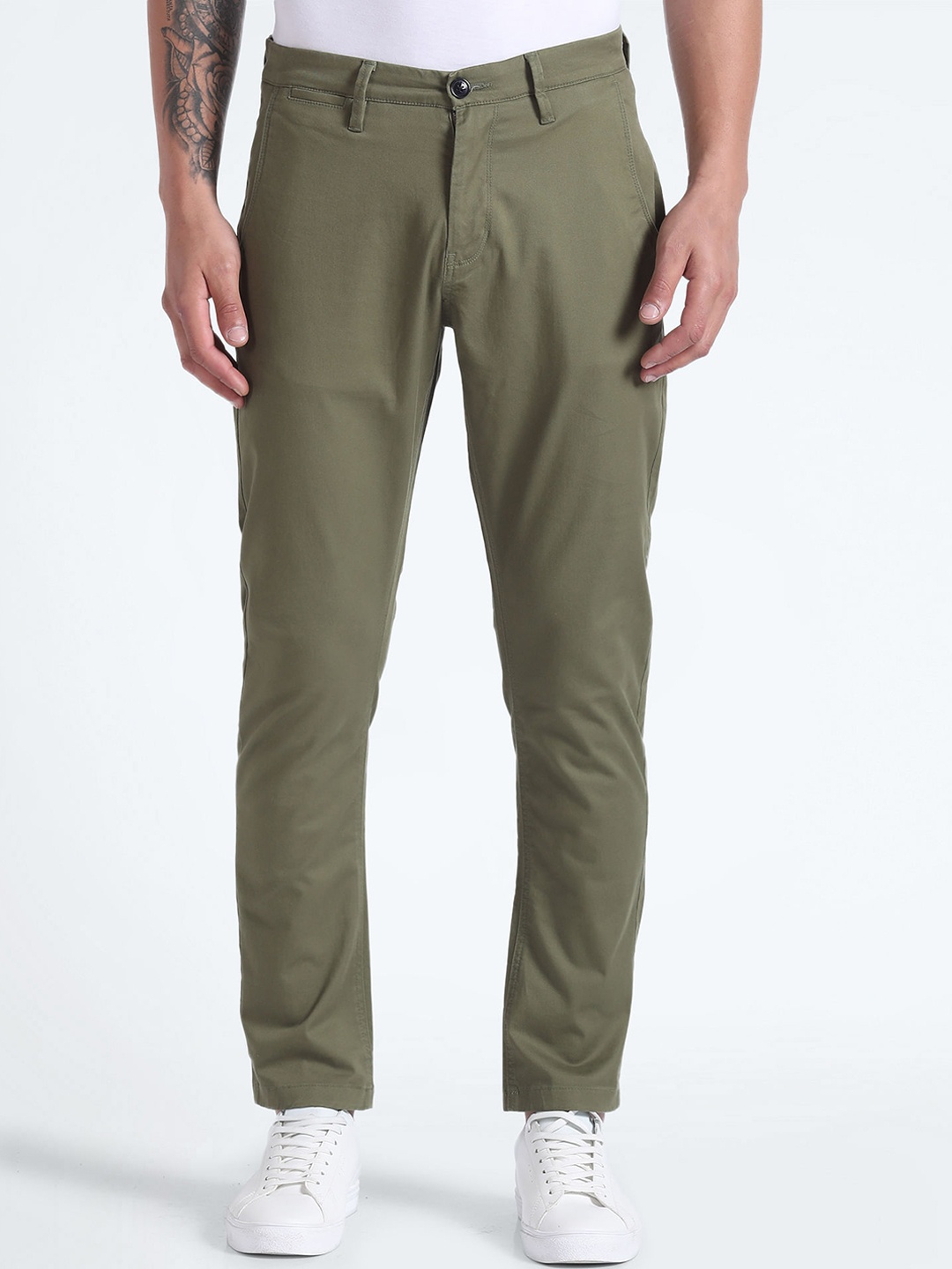 

Flying Machine Men Slim Fit Chinos, Green