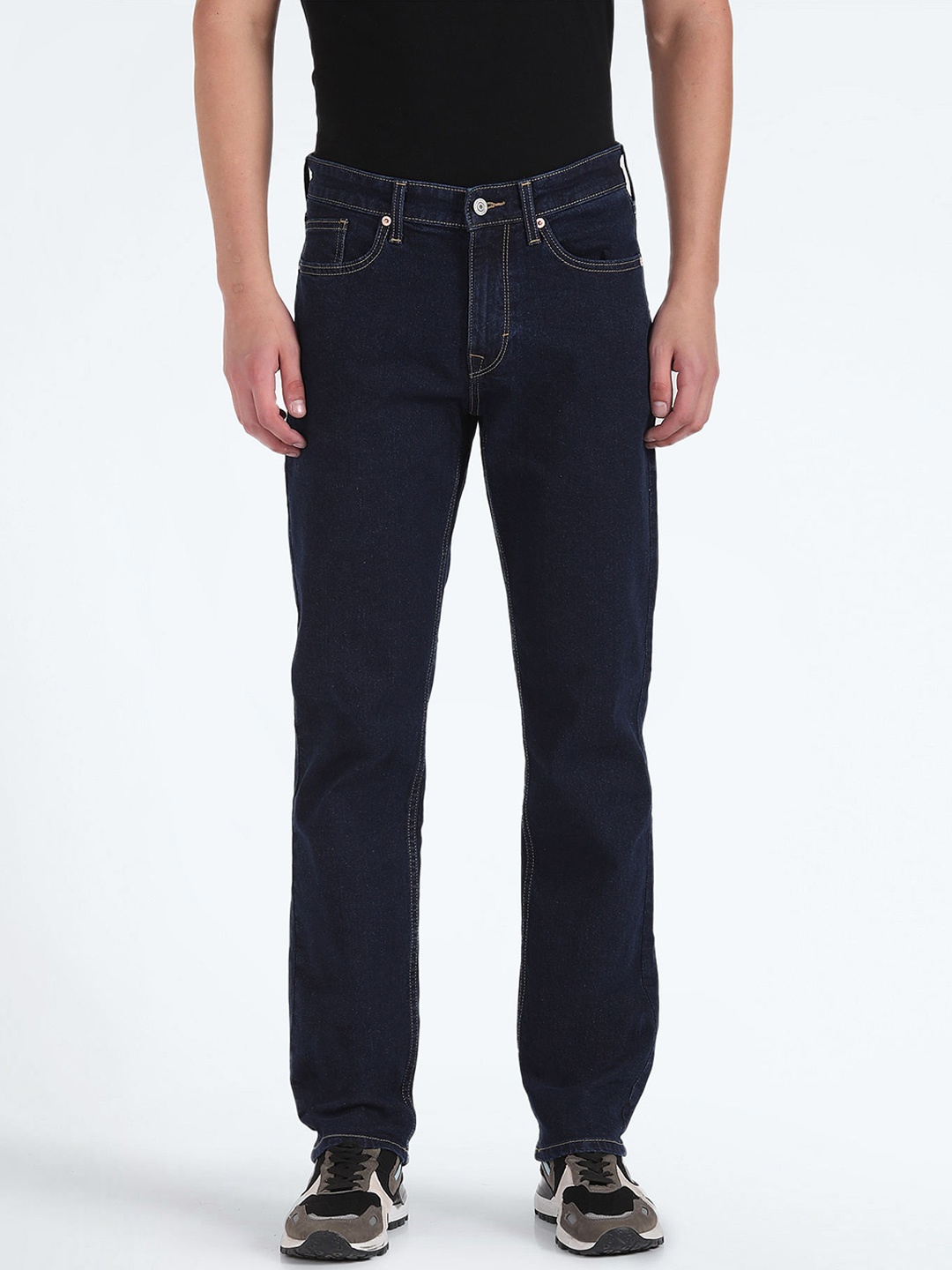 

Flying Machine Men Straight Fit Clean Look Stretchable Jeans, Blue