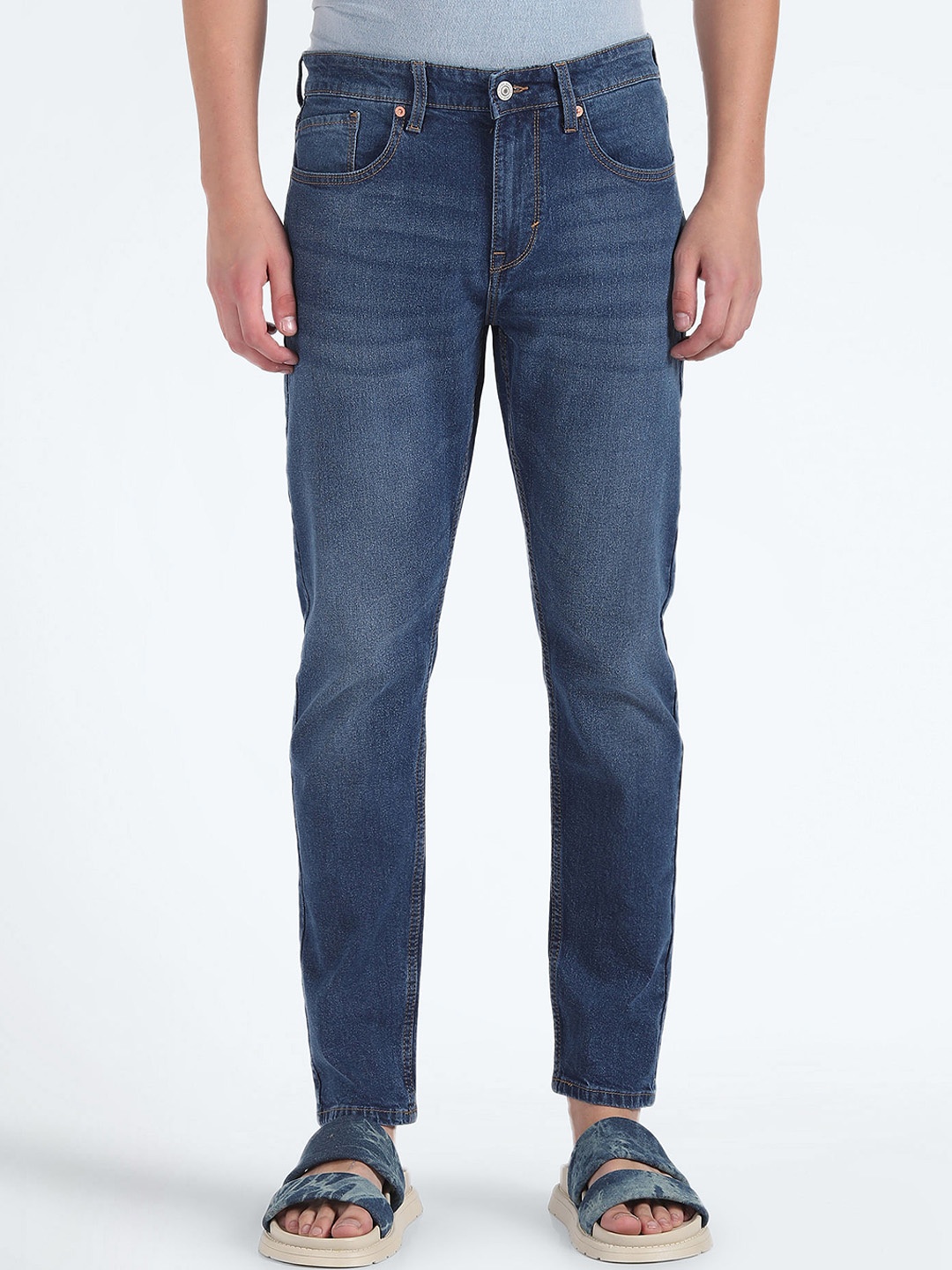 

Flying Machine Men Tapered Fit Light Fade Stretchable Jeans, Blue