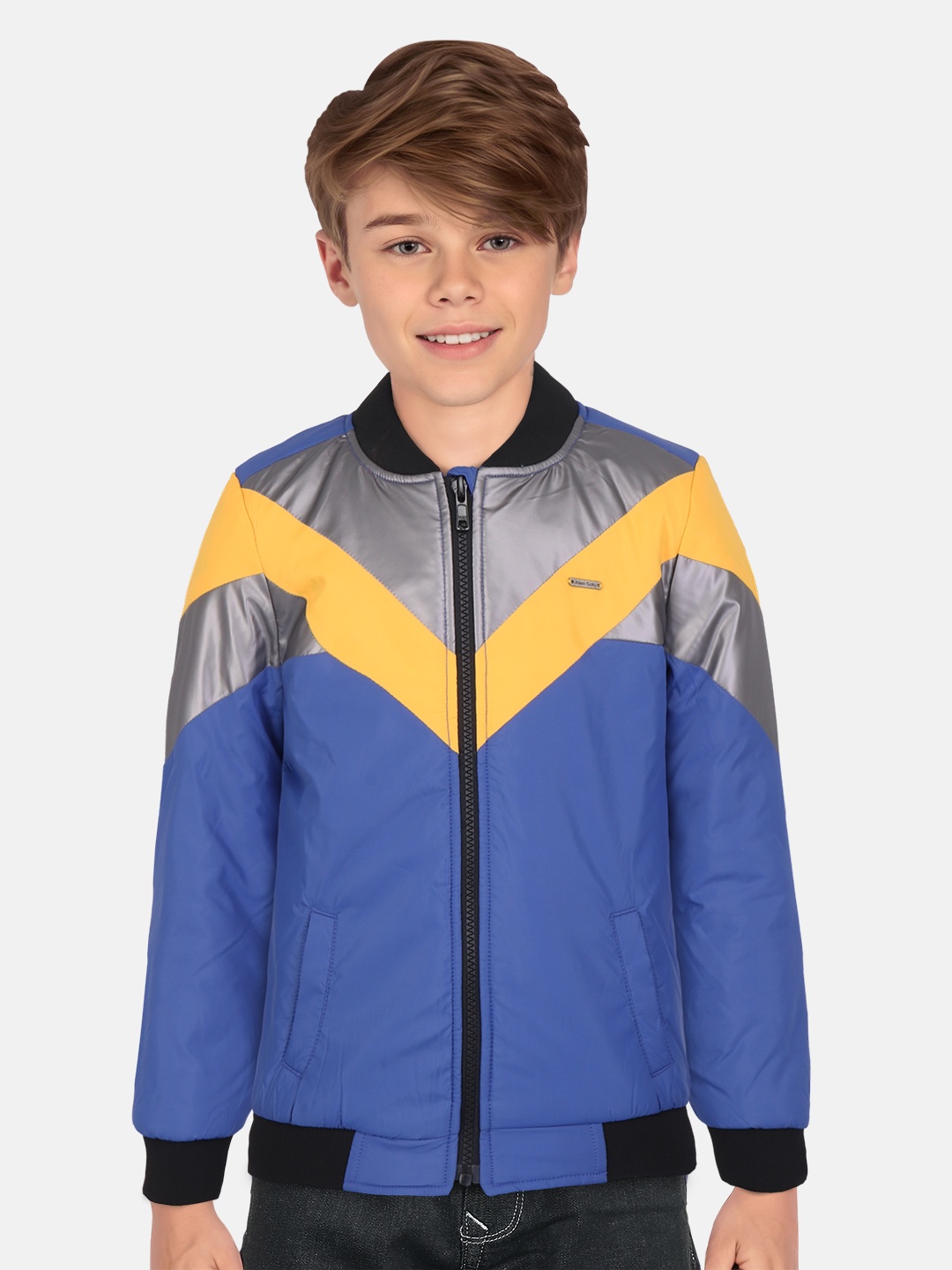 

Allen Solly Junior Boys Colourblocked Pure Cotton Puffer Jacket, Blue