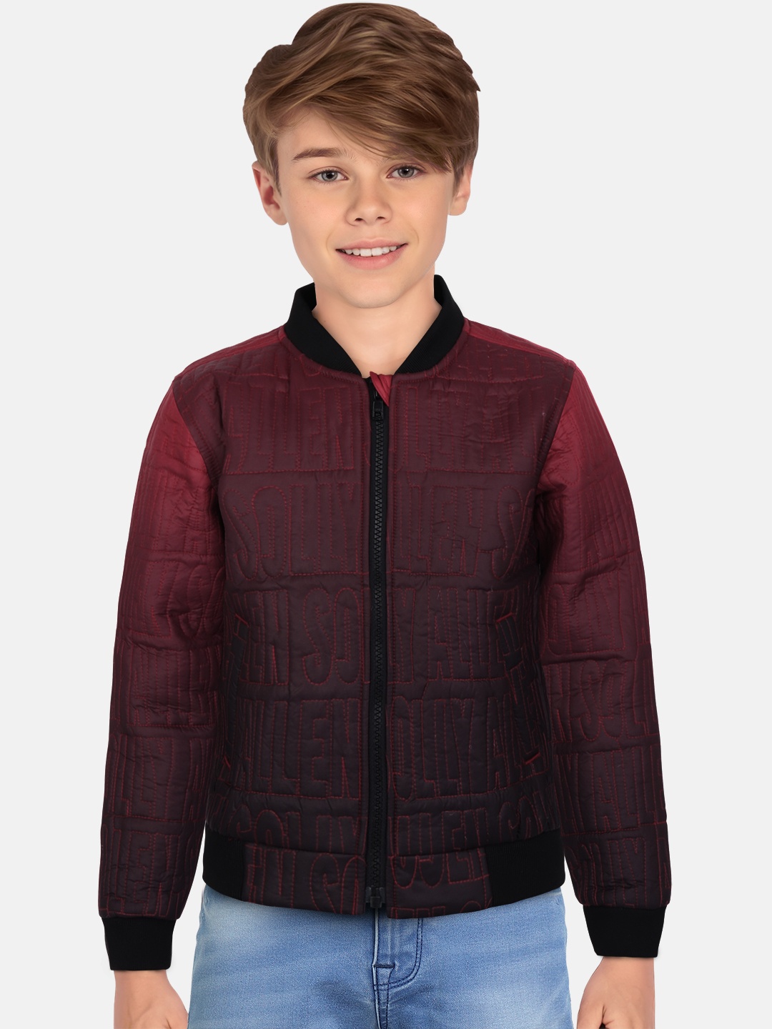 

Allen Solly Junior Boys Colourblocked Bomber Jacket, Red