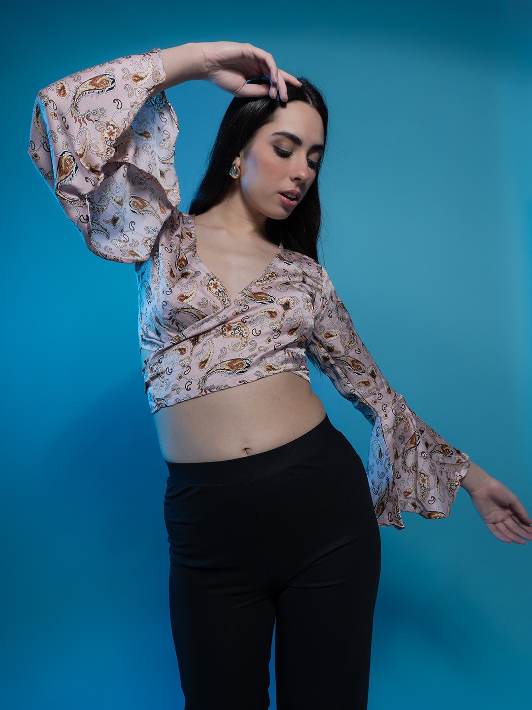 

Stylecast X Hersheinbox Printed Wrap Crop Top, Rose