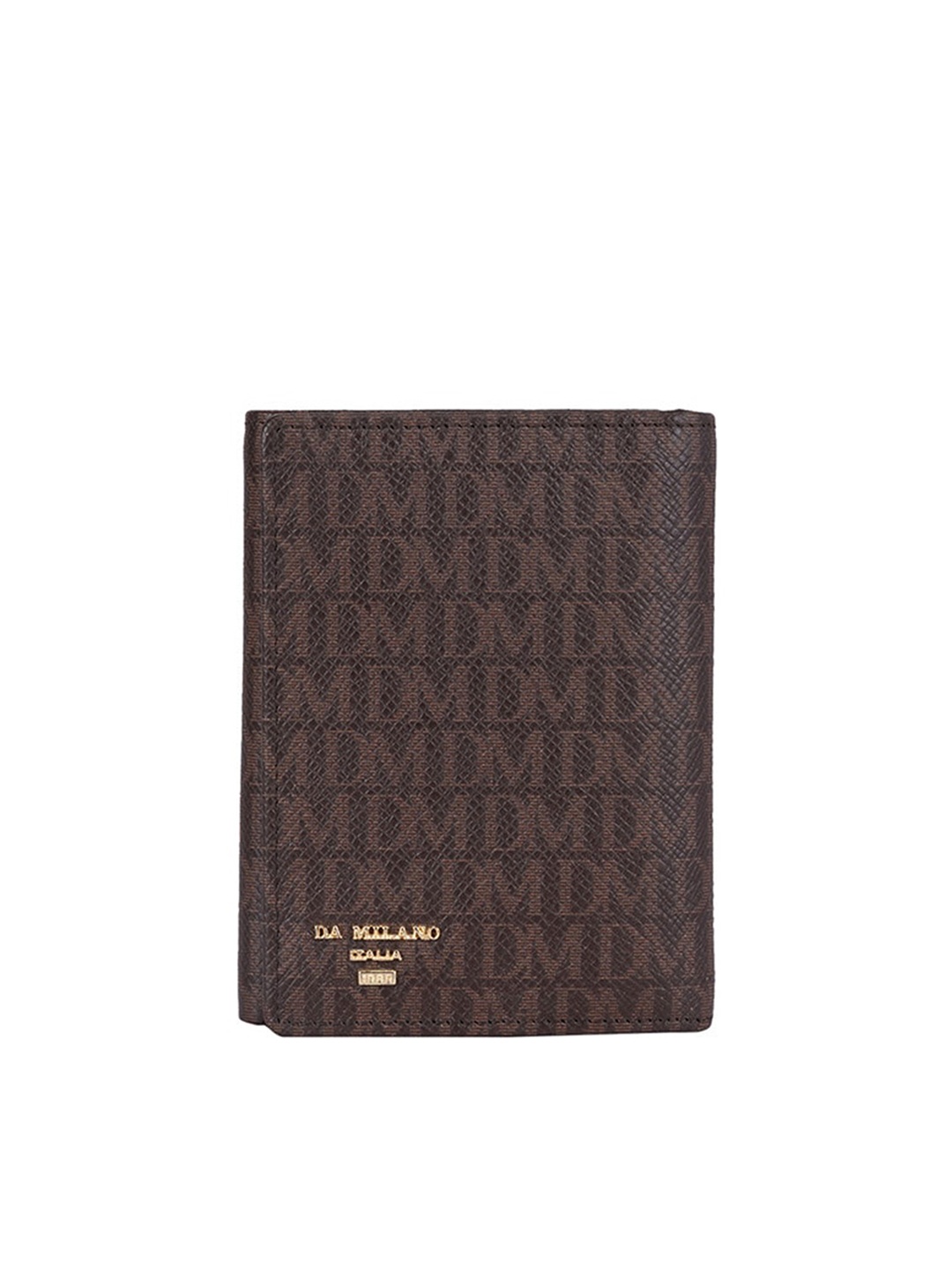 

Da Milano Women Typography Printed Leather Two Fold Wallet, Brown