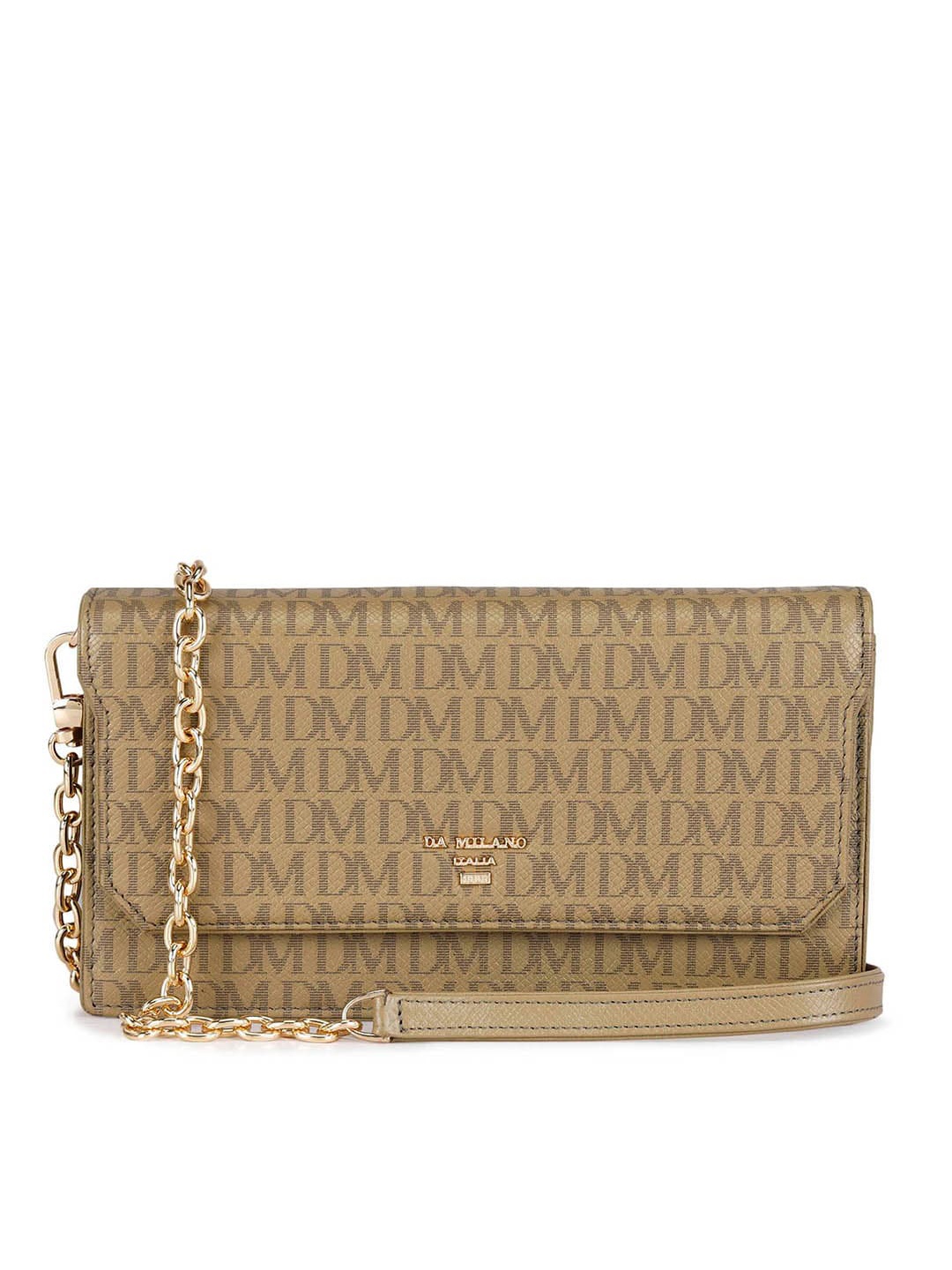 Da Milano Women Typography Printed Leather Two Fold Wallet, Green
