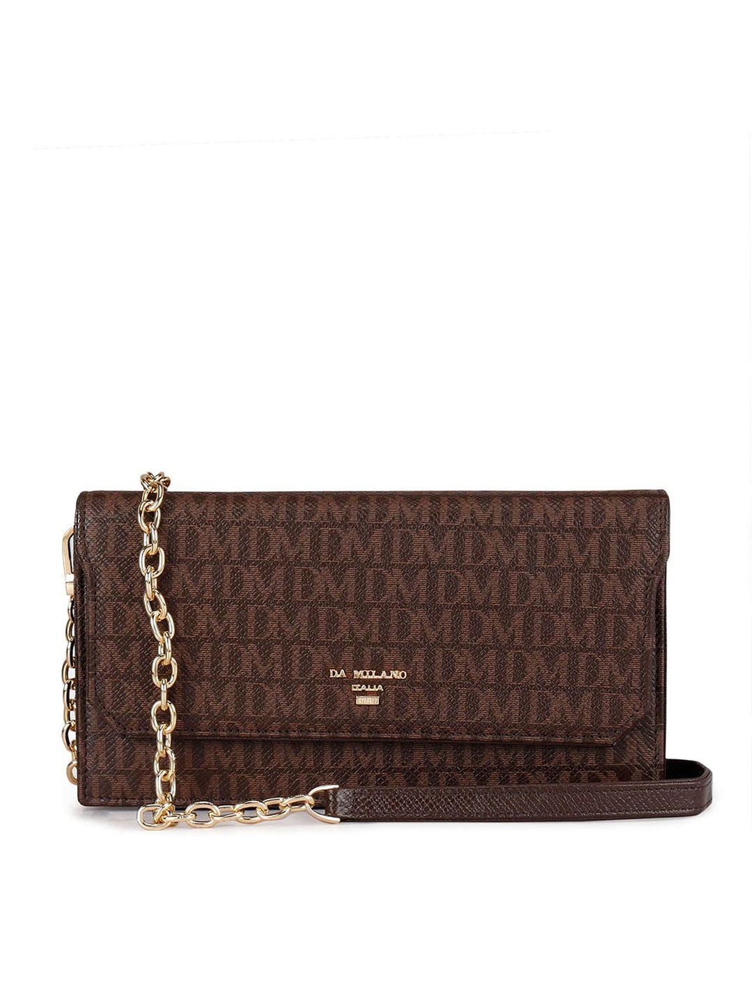 

Da Milano Women Typography Printed Leather Two Fold Wallet, Brown
