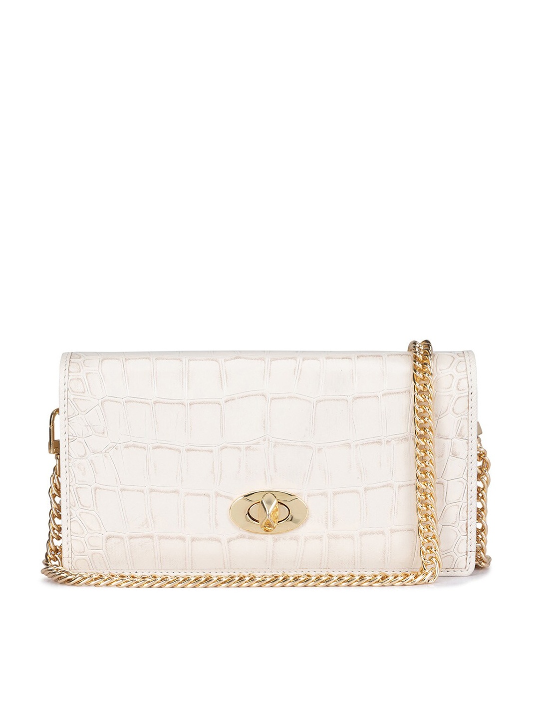 

Da Milano Women Textured Leather Two Fold Wallet, White
