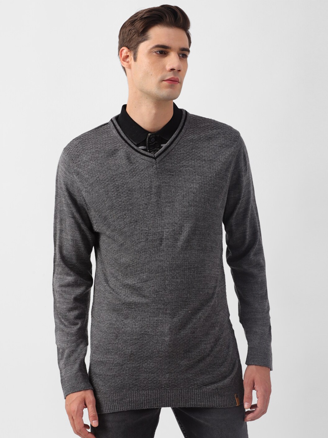 

Peter England Casuals Self Design Acrylic Pullover, Charcoal