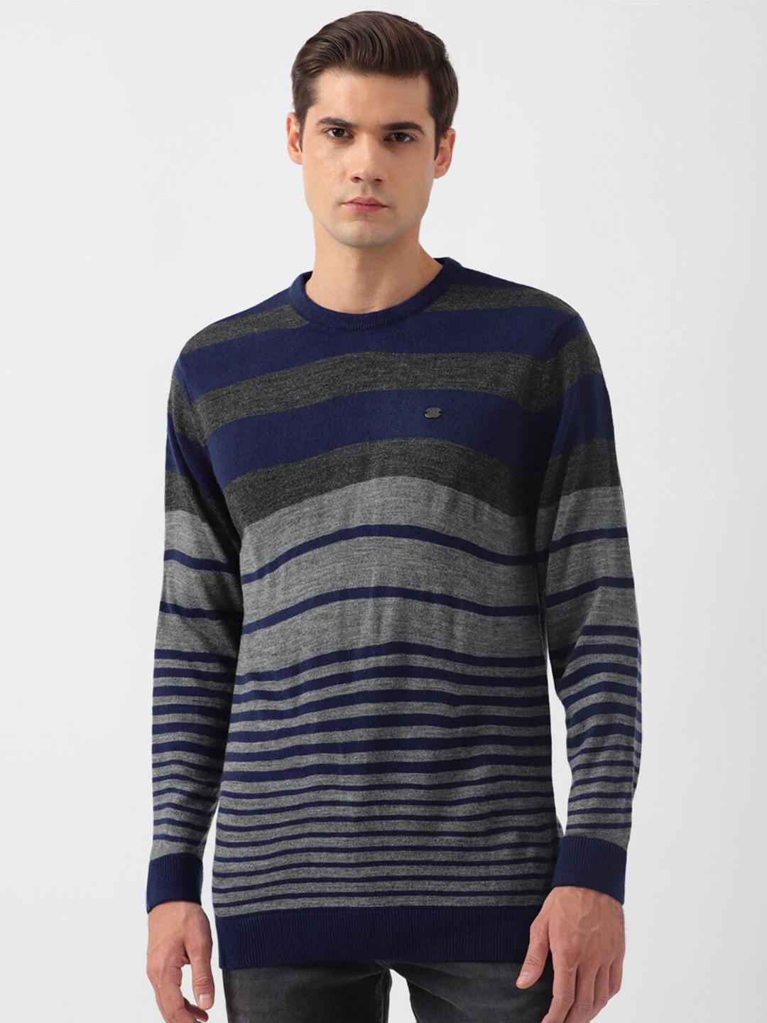 

Peter England Casuals Striped Pullover Acrylic Sweater, Navy blue