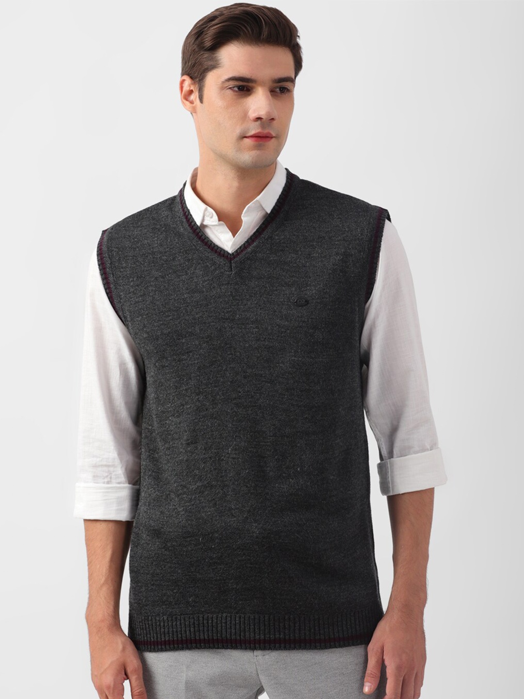 

Peter England Casuals V-neck Acrylic Sweater Vest, Grey