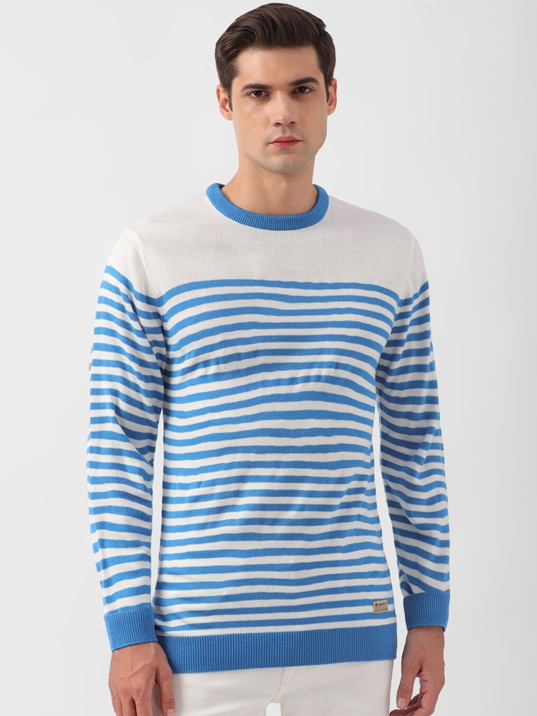 

PETER ENGLAND UNIVERSITY Striped Round Neck Pullover, White