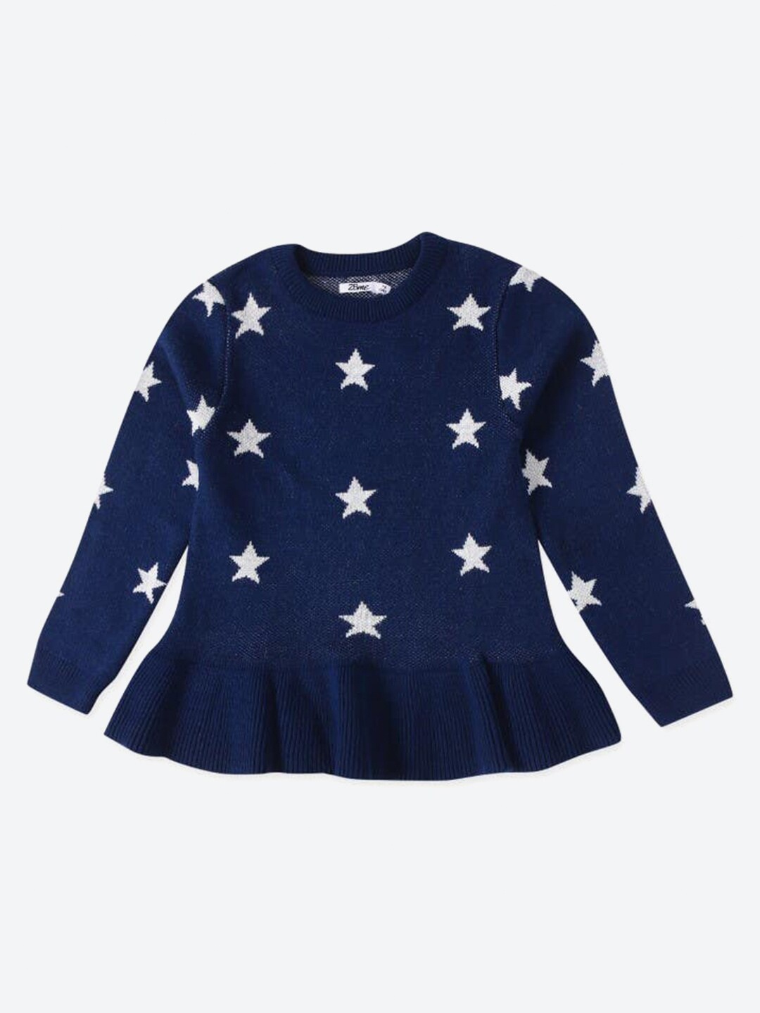 

2Bme Girls Geometric Printed Acrylic Pullover, Navy blue