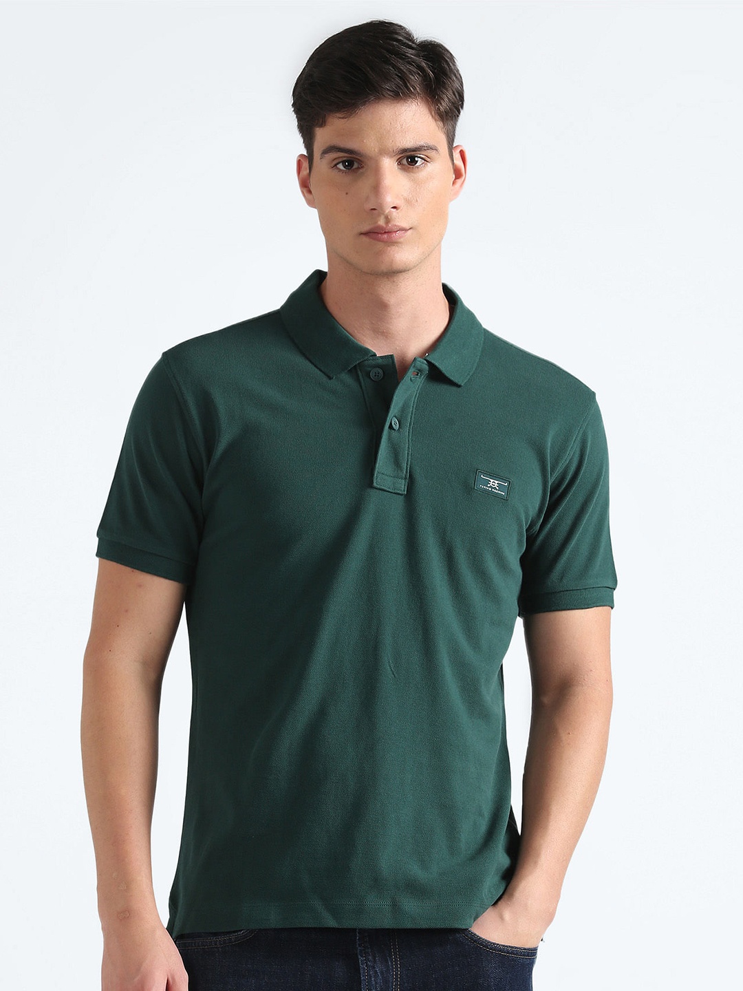 

Flying Machine Polo Collar Pure Cotton T-shirt, Green