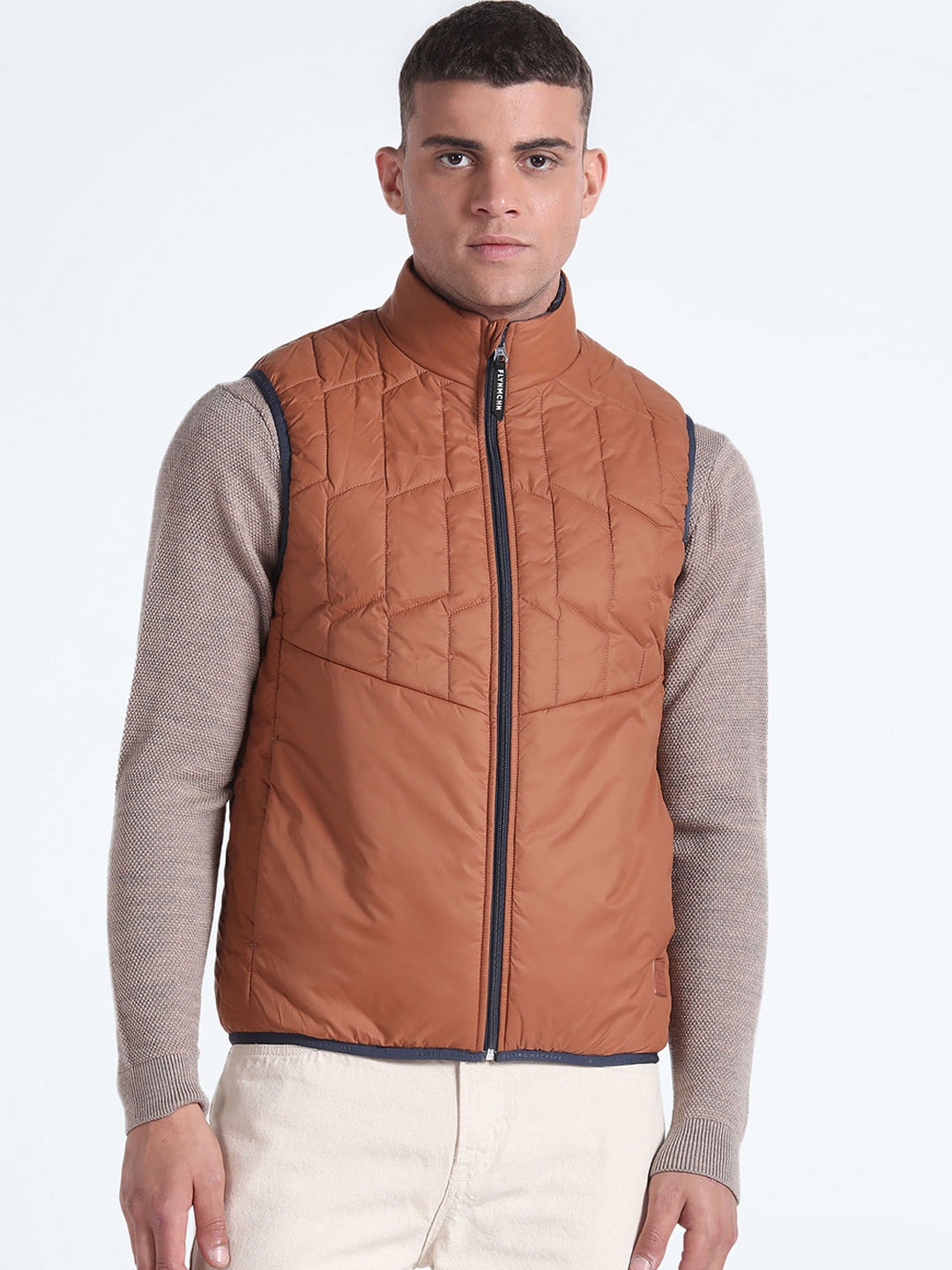 

Flying Machine Mock Collar Padded Jacket, Brown