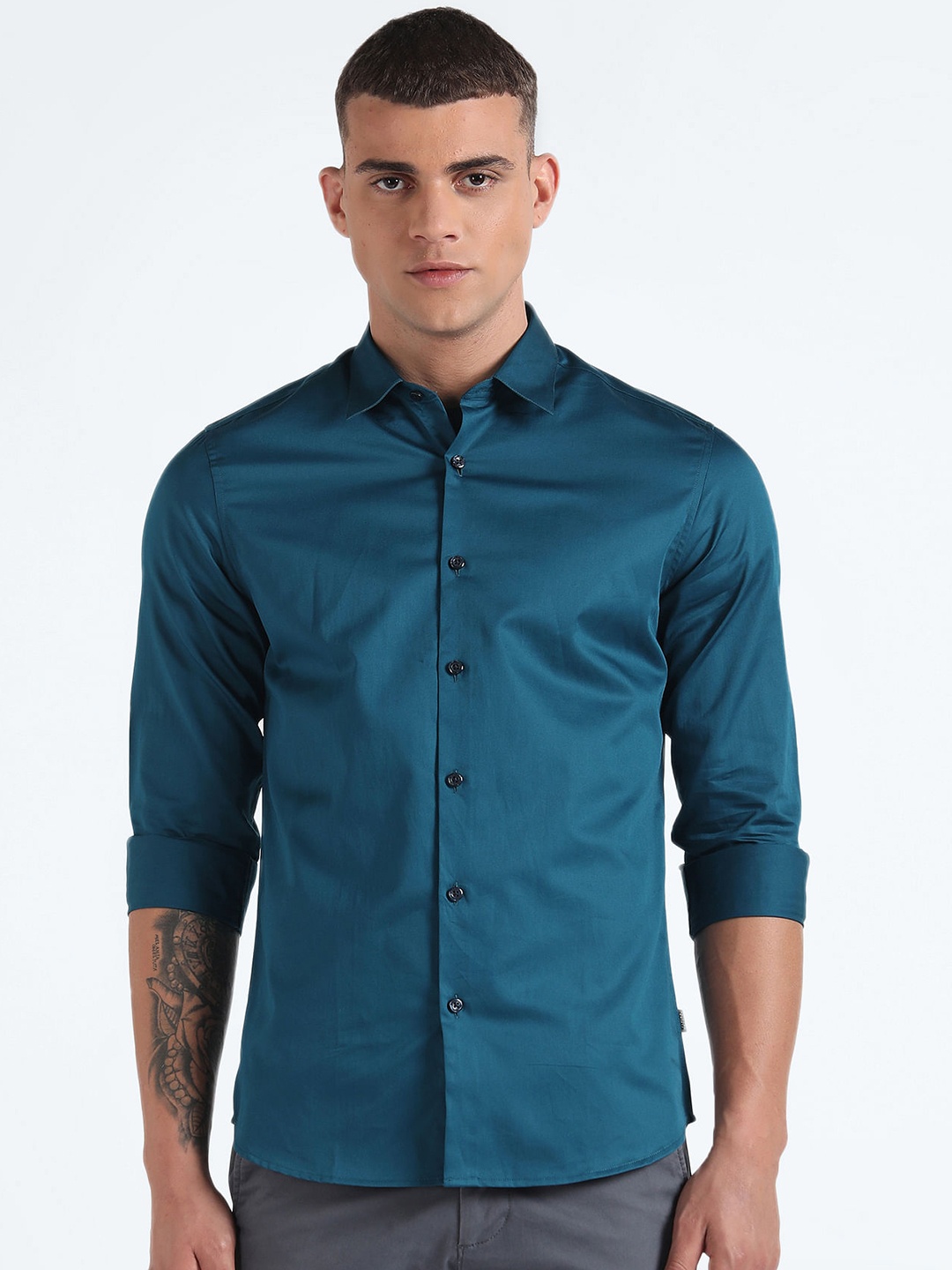 

Flying Machine Slim Fit Pure Cotton Casual Shirt, Blue