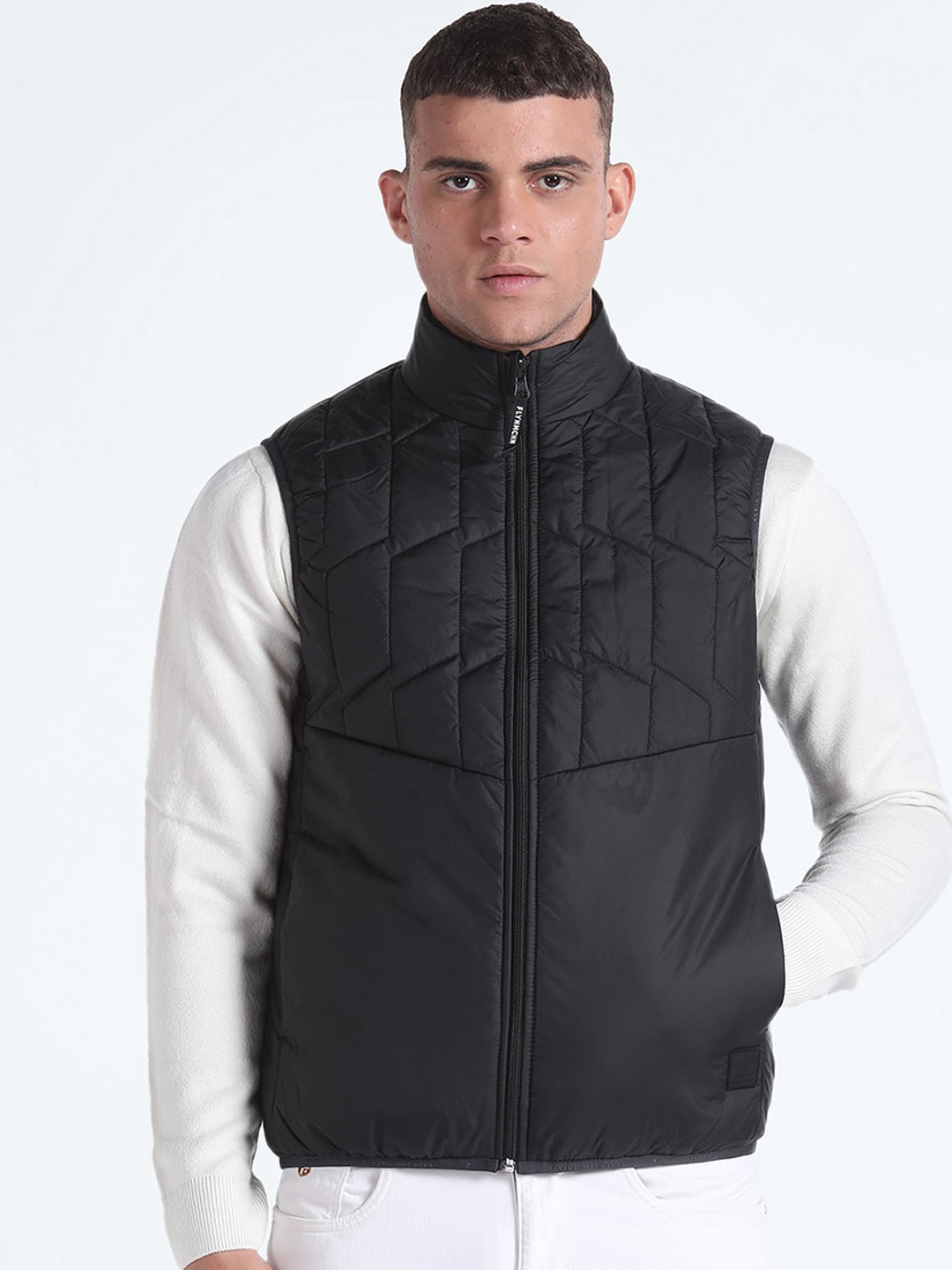 

Flying Machine Mock Collar Quilted Jacket, Green