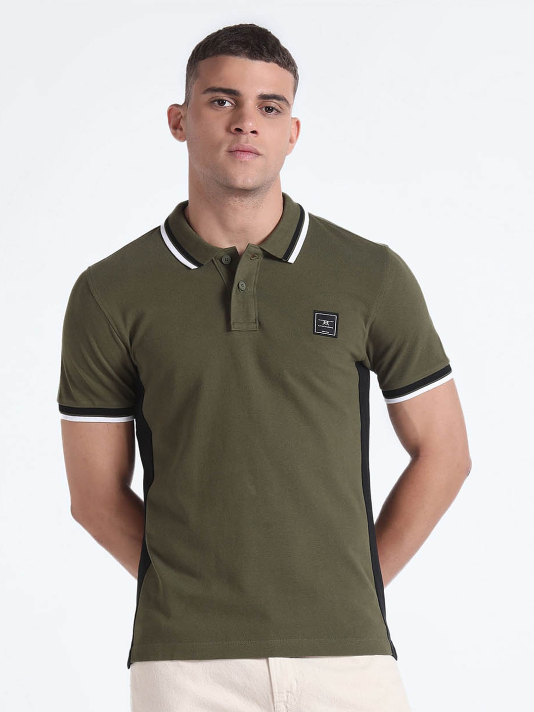 

Flying Machine Polo Collar Pure Cotton T-shirt, Green