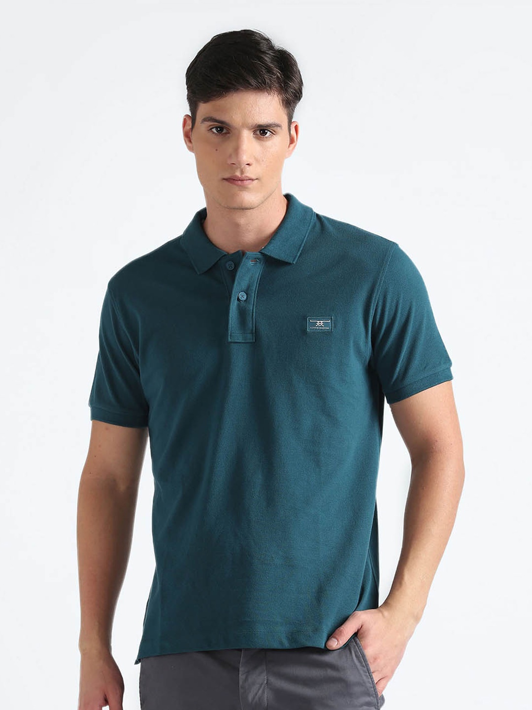

Flying Machine Polo Collar Pure Cotton T-shirt, Blue