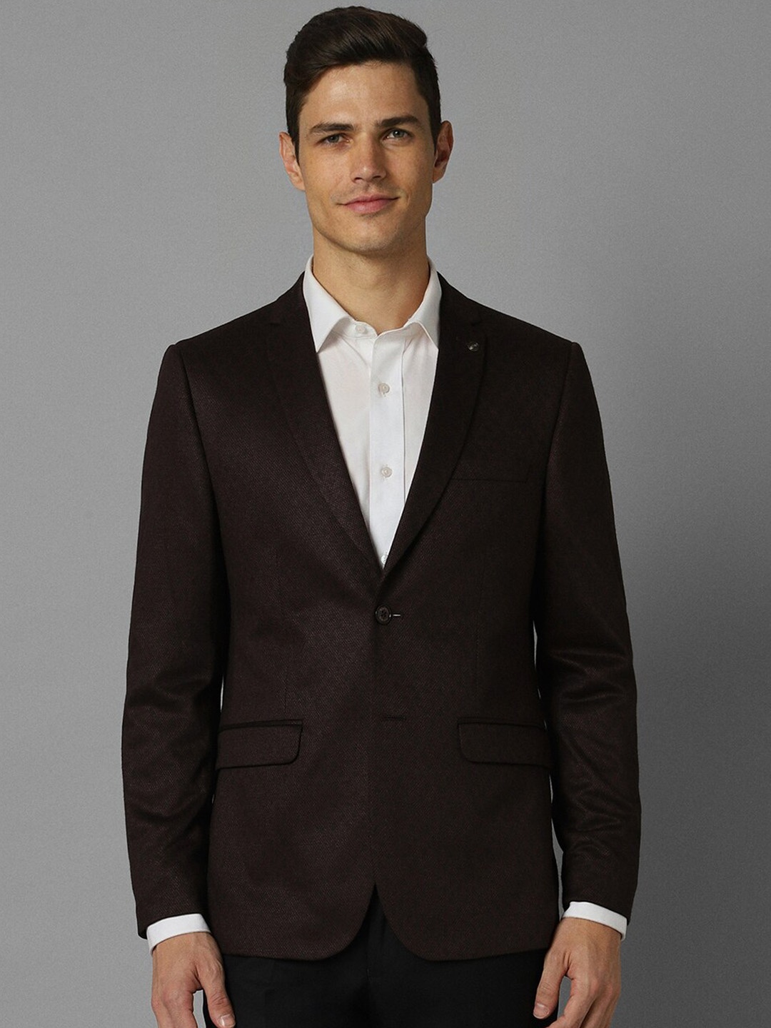 

Allen Solly Textured Slim-Fit Single-Breasted Blazer, Brown