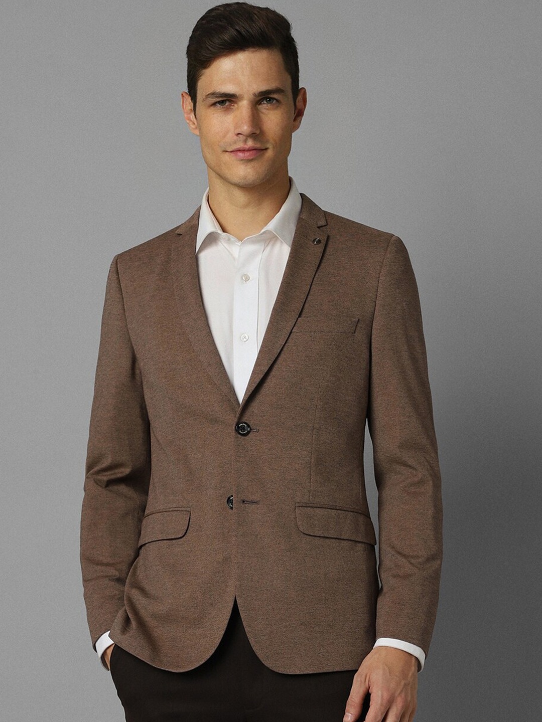 

Allen Solly Textured Slim-Fit Single Breasted Blazer, Brown