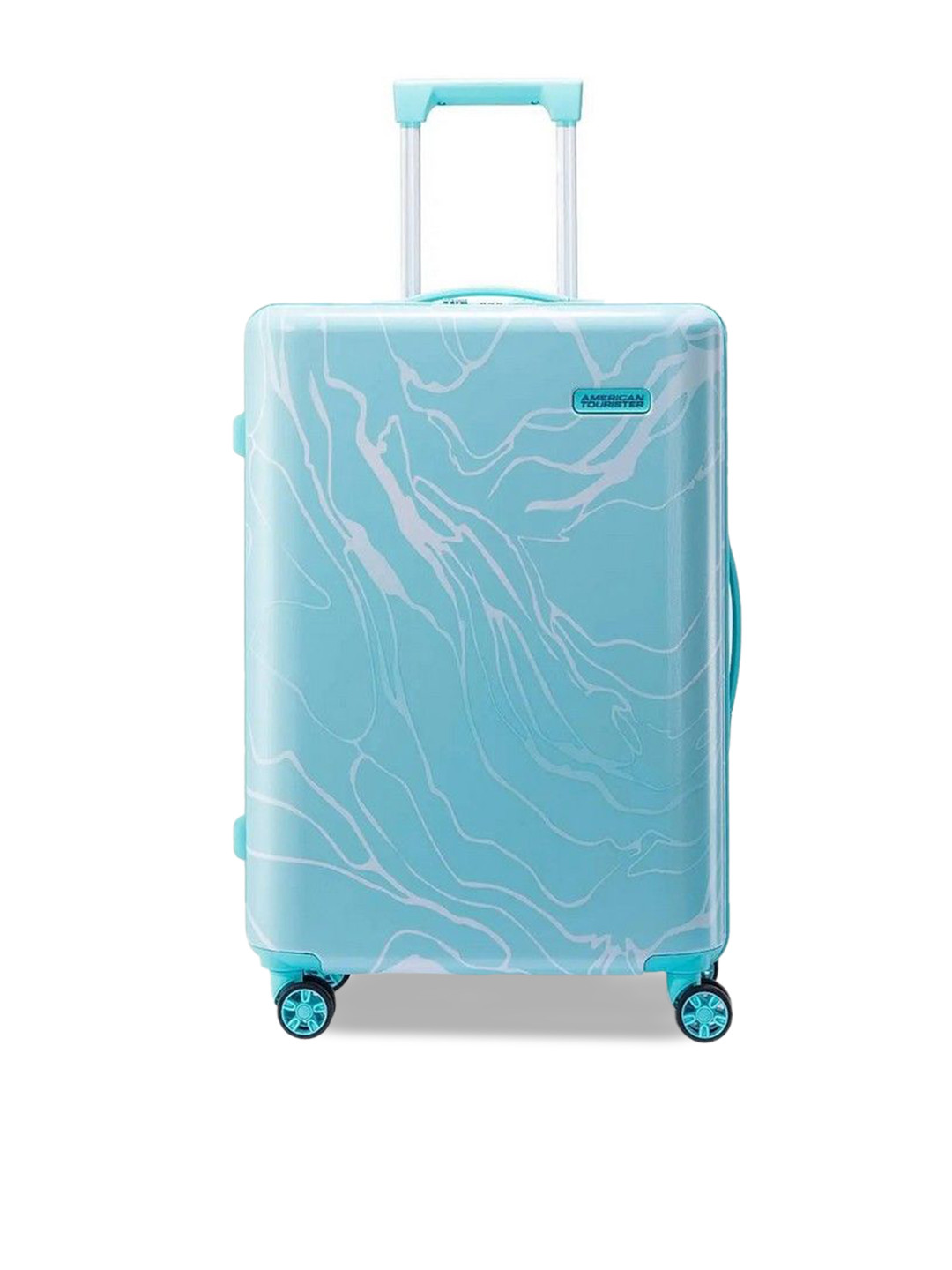

AMERICAN TOURISTER VICENZA Spinner Printed Hard-Sided Medium Trolley Bag, Blue
