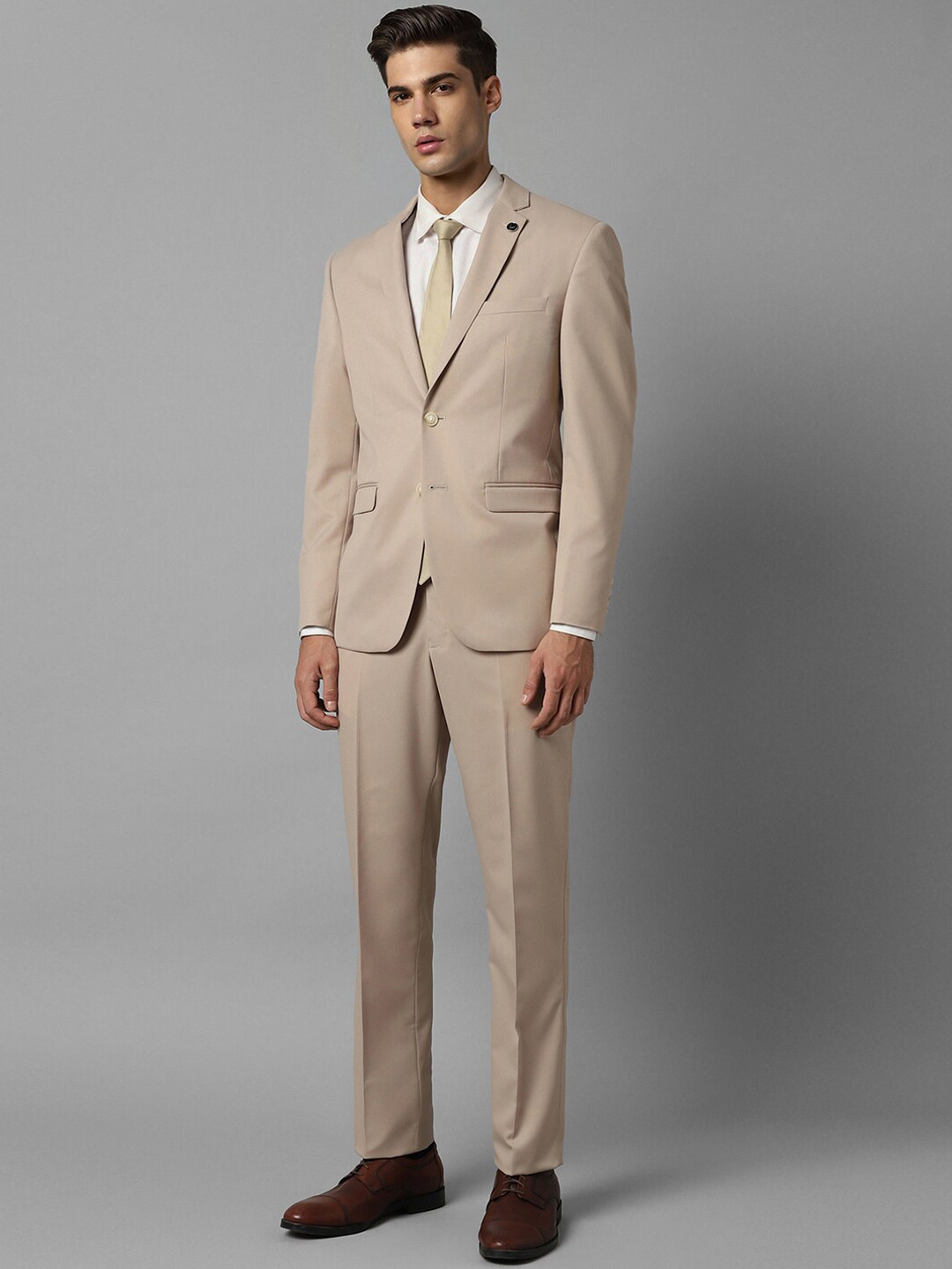 

Allen Solly Slim Fit Single Breasted Two Piece Formal Suit, Beige