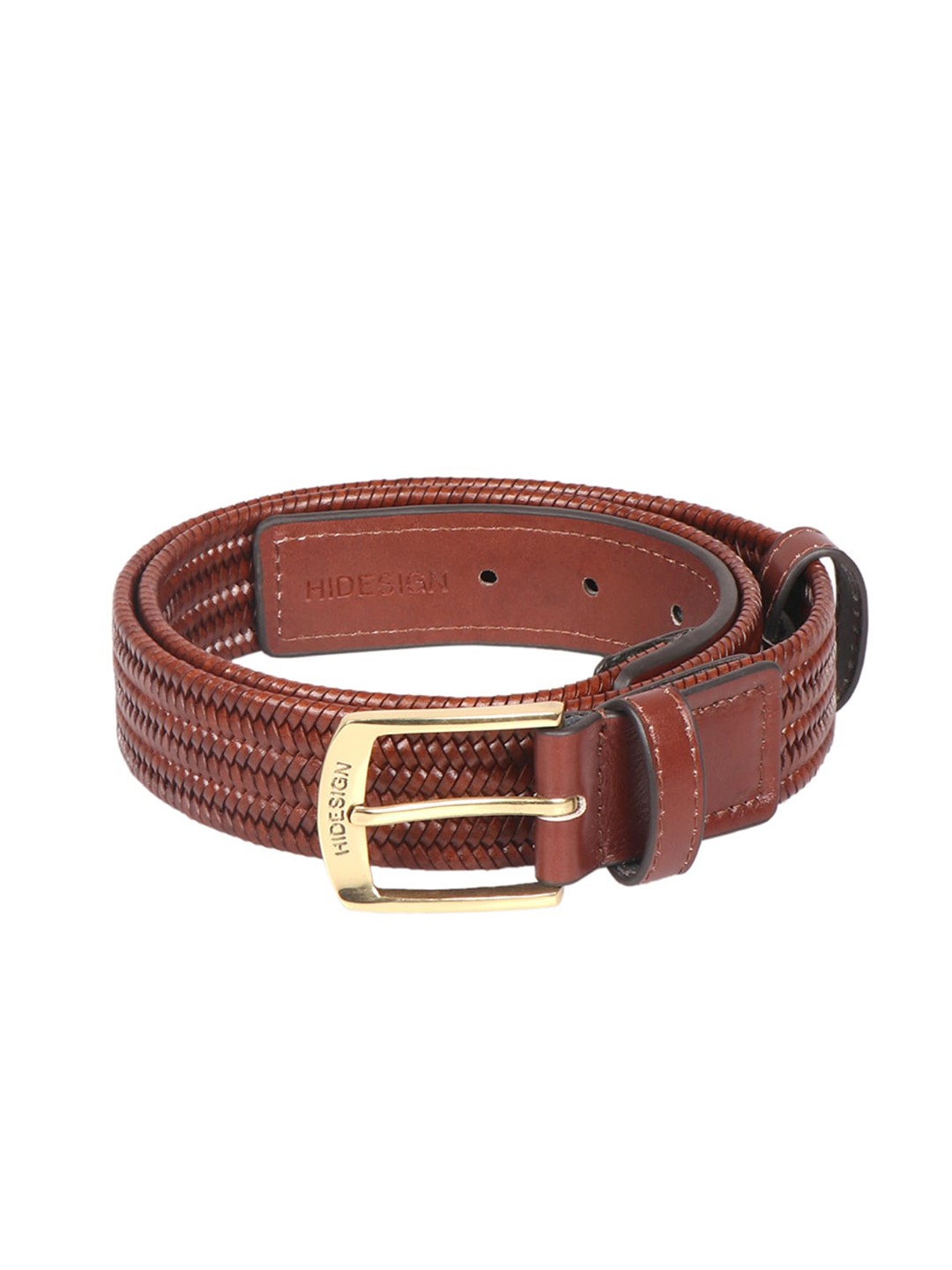 

Hidesign Men Textured Leather Belt, Brown