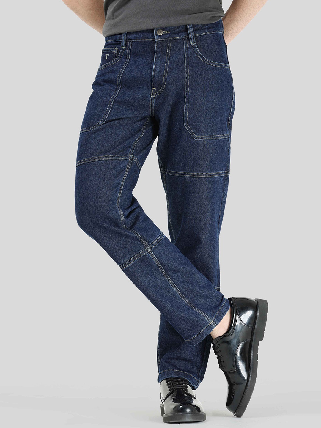 

Tailoraedge Men Comfort Slim Fit Cotton Clean Look Jeans, Blue