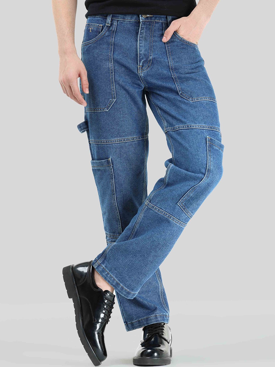 

Tailoraedge Men Comfort Slim Fit Light Fade Cotton Clean Look Jeans, Blue