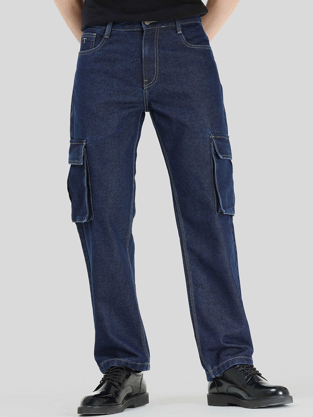 

Tailoraedge Men Comfort Slim Fit Clean Look Cotton Jeans, Blue
