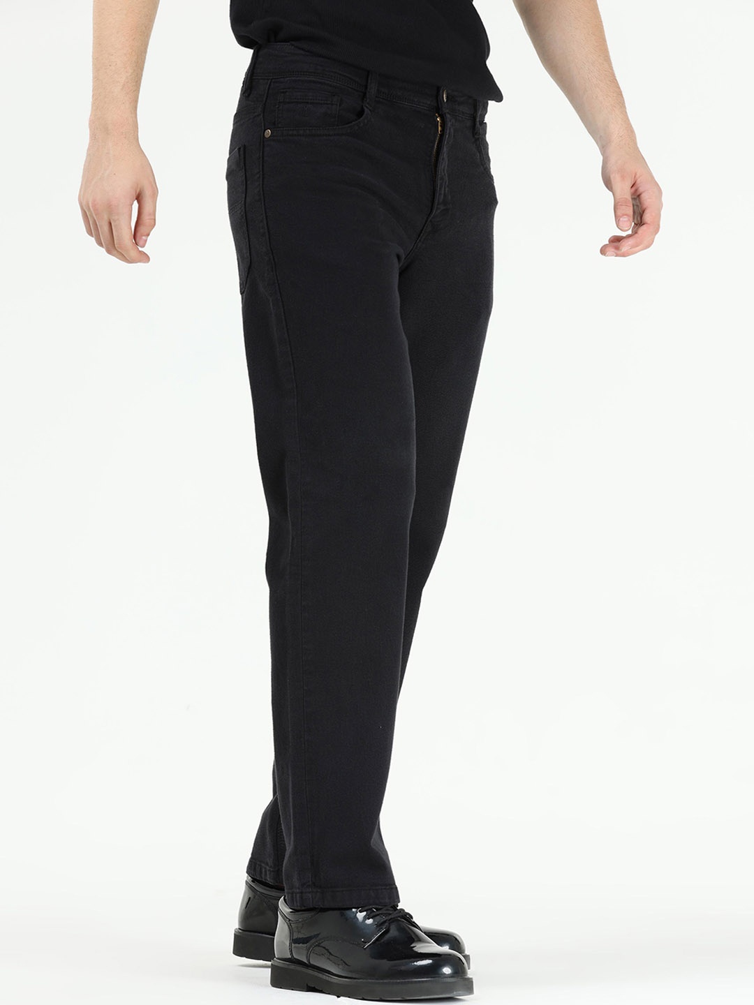 

Tailoraedge Men Comfort Slim Fit Clean Look Cotton Jeans, Black