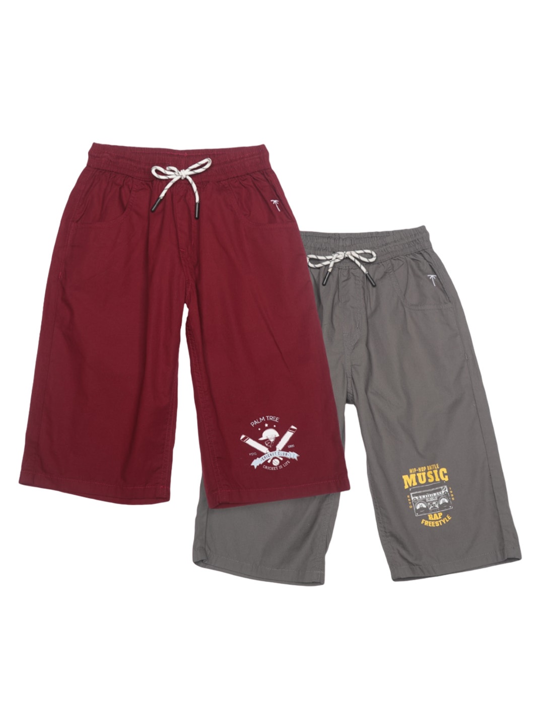 

Palm Tree Boys Pack of 2 Cotton Shorts, Maroon