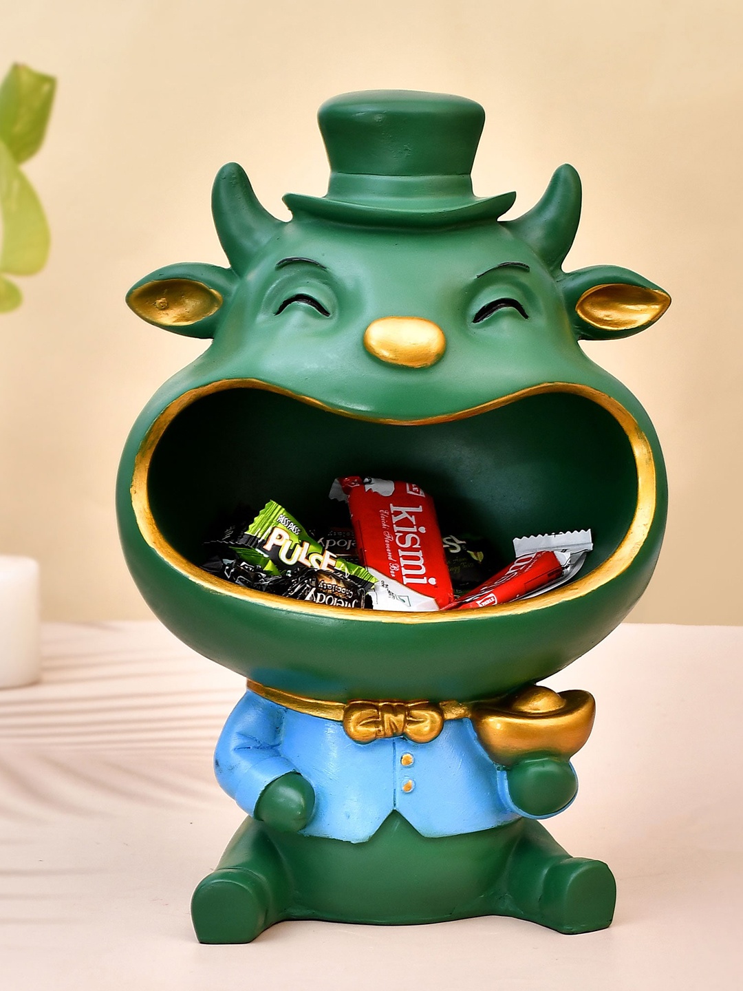 

Craft Junction Green & Blue Textured Pig With Hat Polyresin Figurine Showpiece