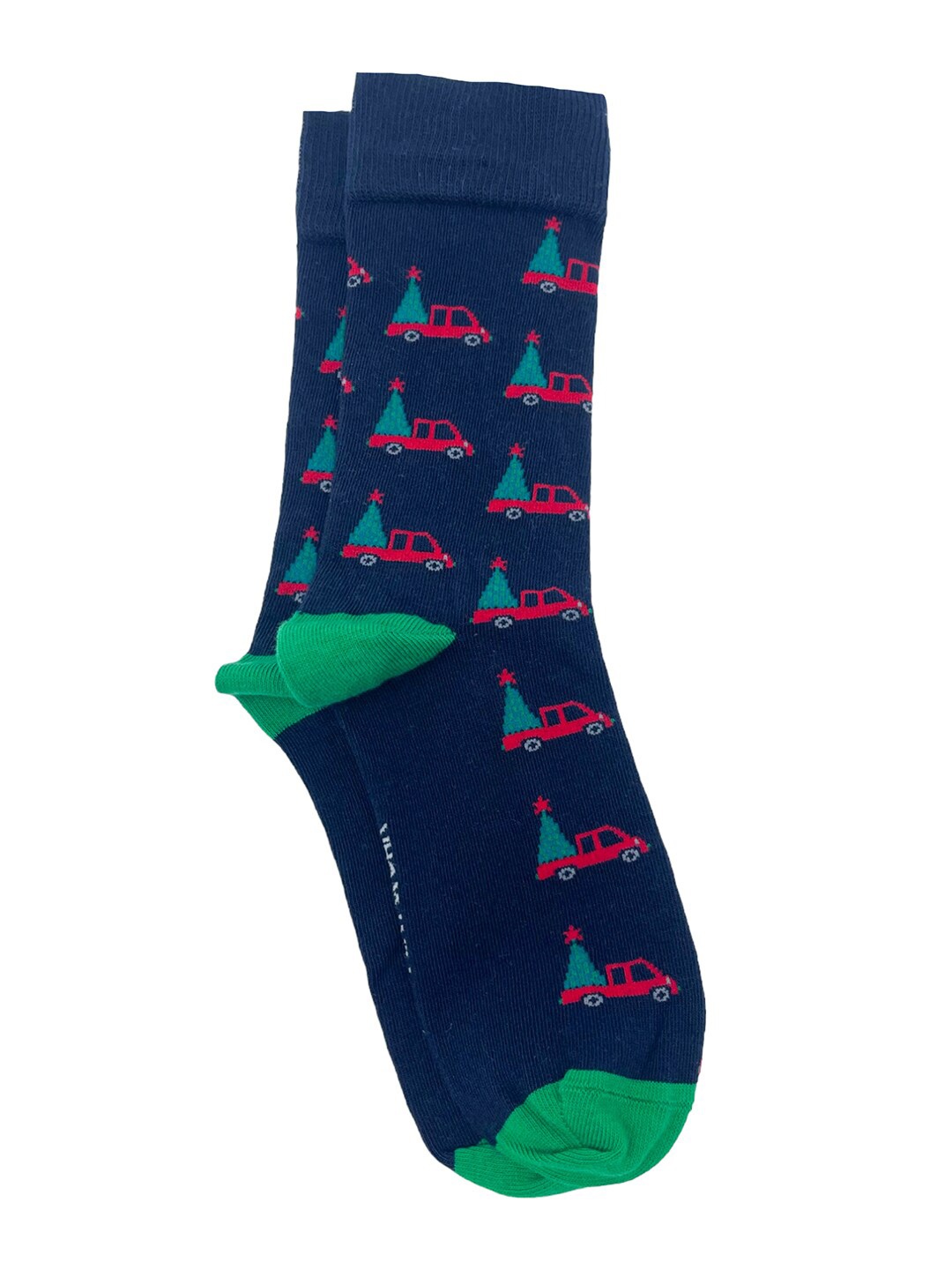 

Mint & Oak Men Patterned Anti Microbial Calf-Length Socks, Navy blue