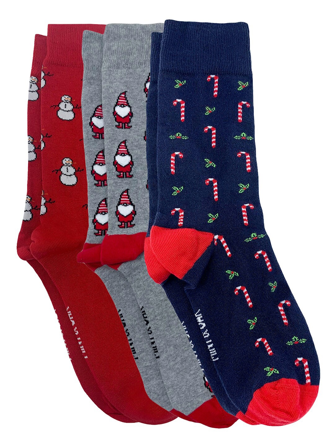 

Mint & Oak Men Pack Of 3 Patterned Calf-Length Socks, Blue