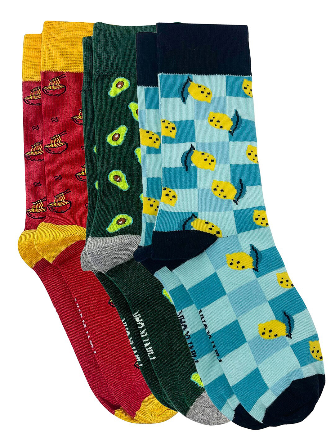 

Mint & Oak Men Pack Of 3 Patterned Anti Microbial Calf-Length Socks, Blue