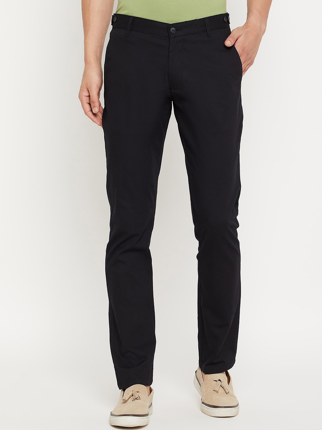 

Duke Men Black Slim Fit Mid-Rise Cotton Trousers