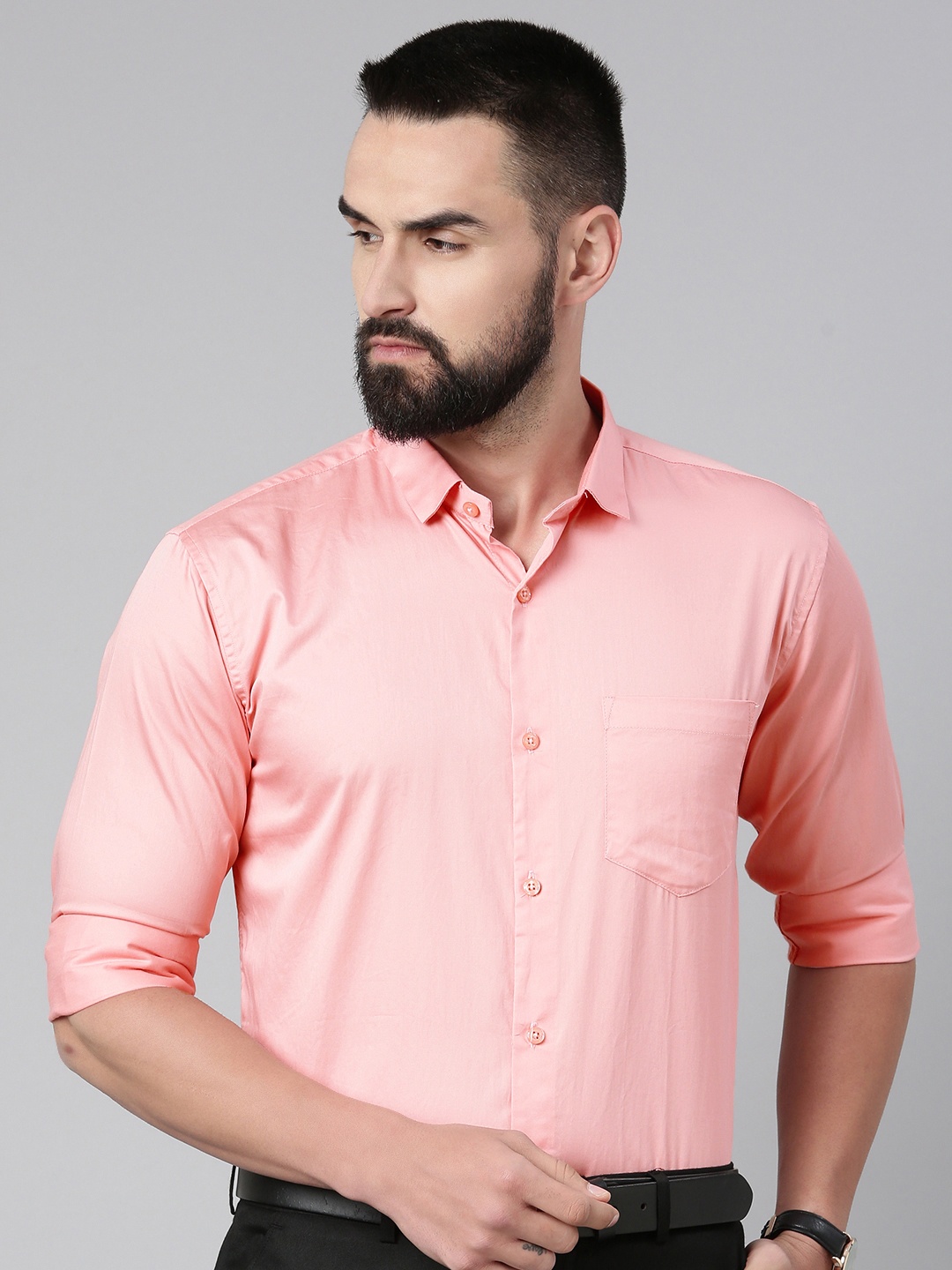 

Majestic Man Men Comfort Slim Fit Opaque Pure Cotton Casual Shirt, Pink
