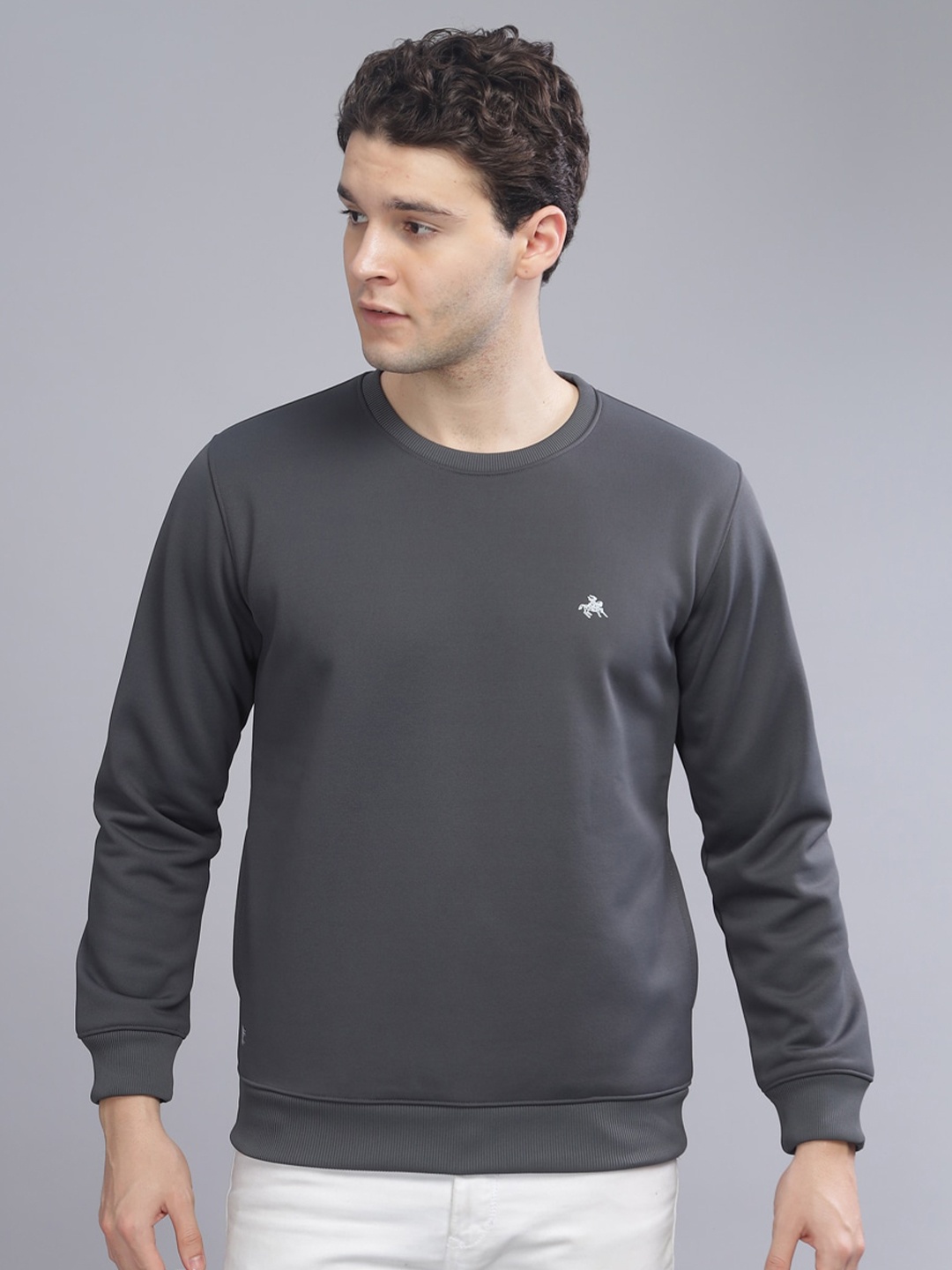 

Parcel Yard Round Neck Anti Odour Fleece Pullover, Grey