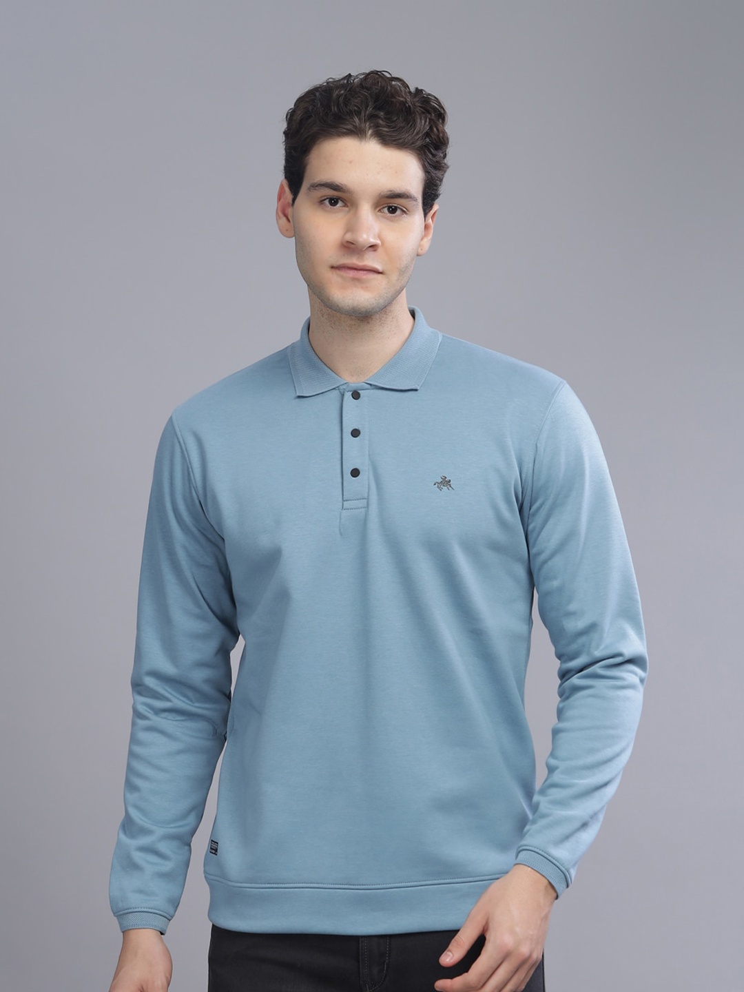 

Parcel Yard Long Sleeves Anti Odour Cotton Pullover, Blue