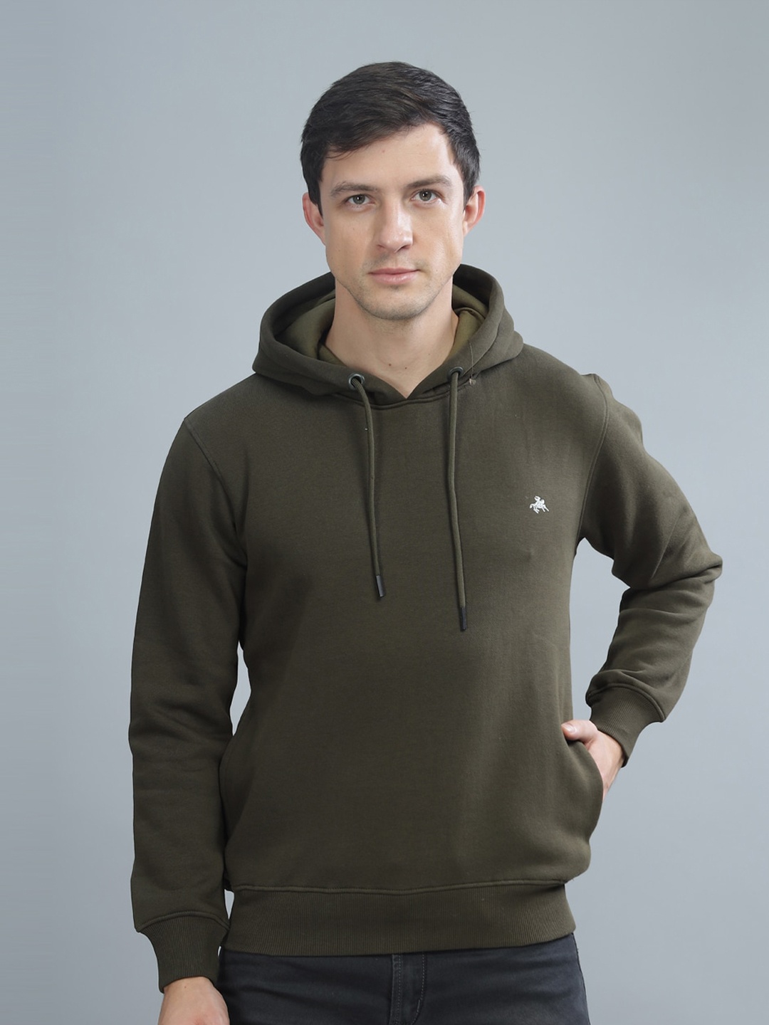 

Parcel Yard Hooded Long Sleeves Anti Odour Fleece Pullover, Olive