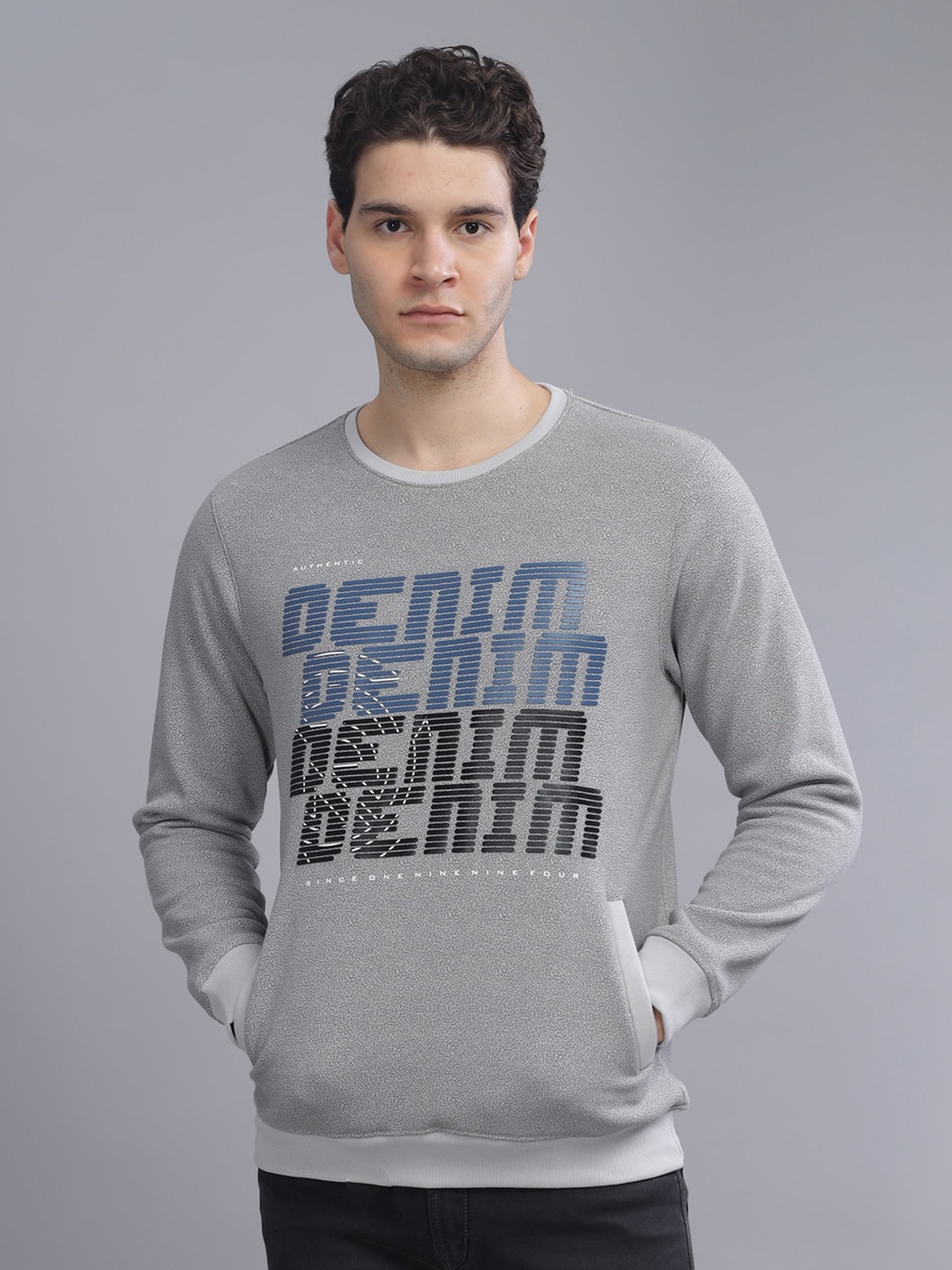 

Parcel Yard Typography Printed Fleece Anti Odour Pullover, Grey