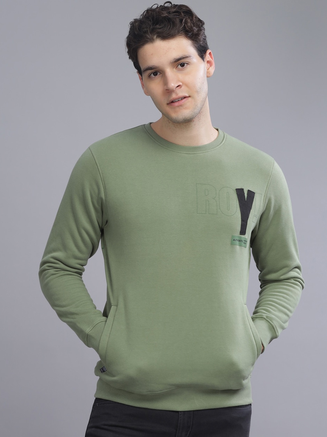 

Parcel Yard Typography Printed Cotton Anti Odour Pullover, Green