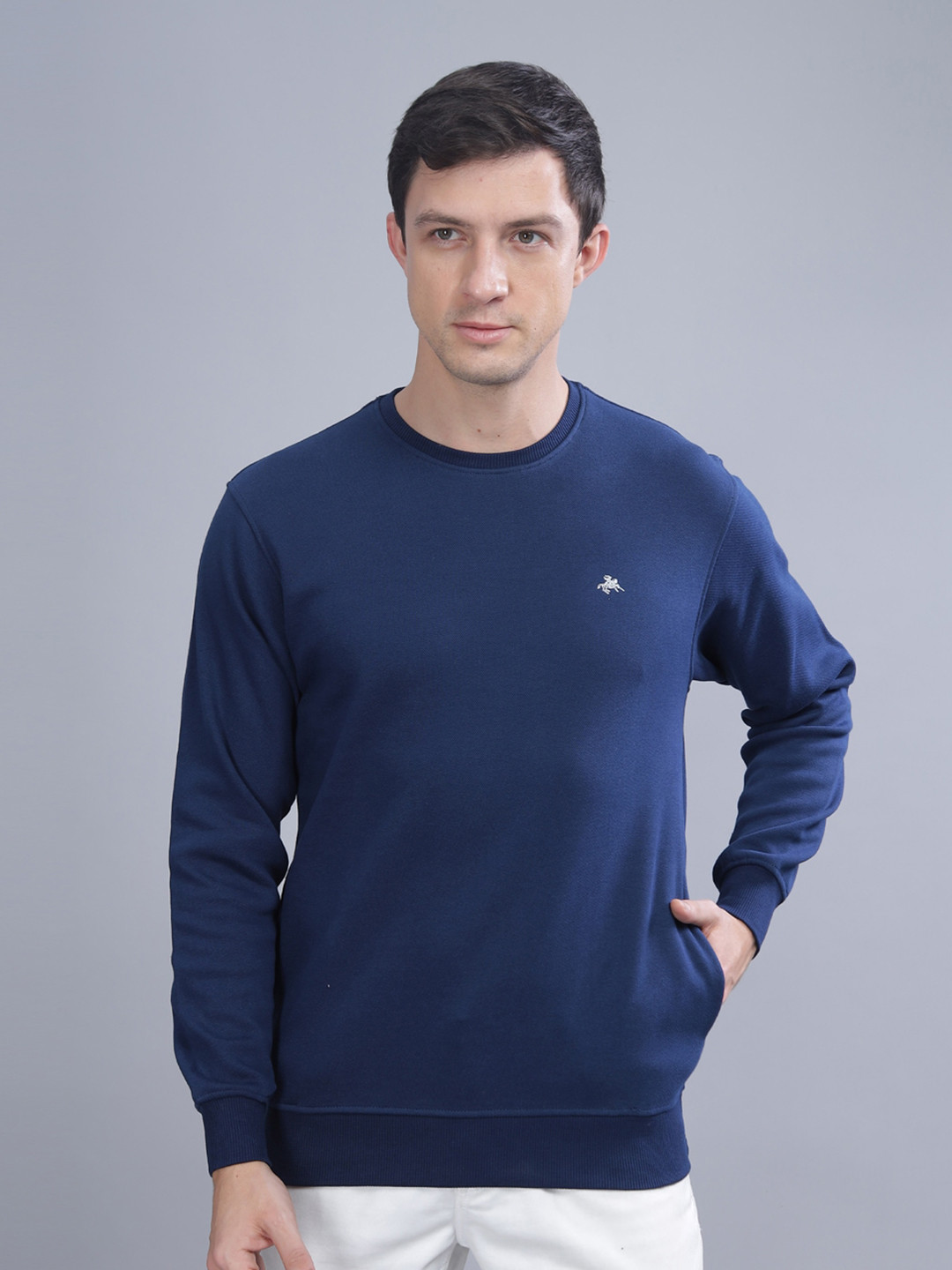 

Parcel Yard Long Sleeves Anti Odour Fleece Pullover, Navy blue