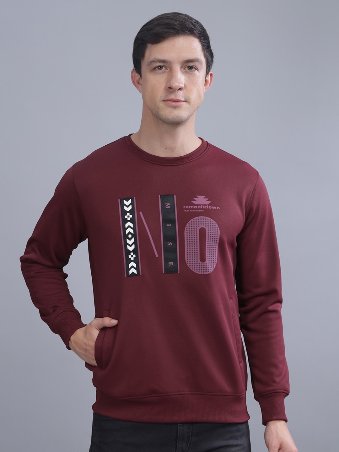 

Parcel Yard Typography Printed Anti Odour Pullover, Maroon