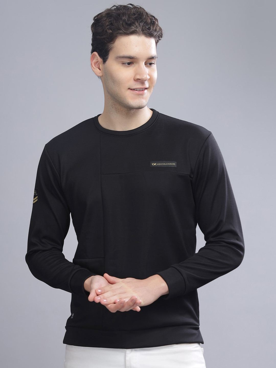 

Parcel Yard Long Sleeves Anti Odour Cotton Pullover, Black